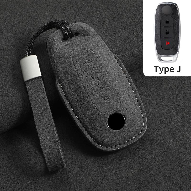 Suede Car Remote Key Case Cover Shell For Nissan Altima Maxima Rogue Armada Pathfinder Versa 3/4 Buttons Leather Car Key Bag