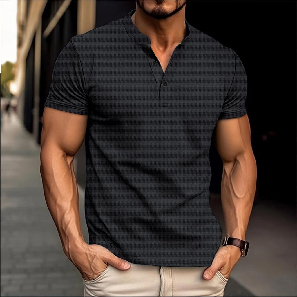 Men's Casual -color Sports T-shirt - Men's Round-neck Short-sleeved Top