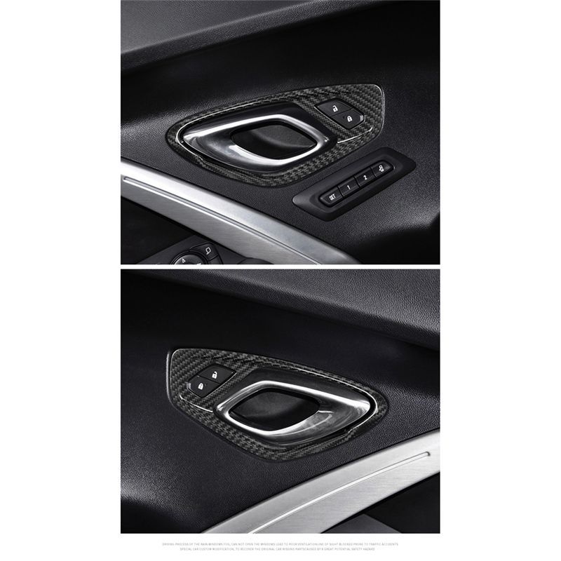 Powerful Carbon Fiber Sticker Car Door Inner Handle Frame Interior Trim Replacement Parts For Camaro 2016- A
