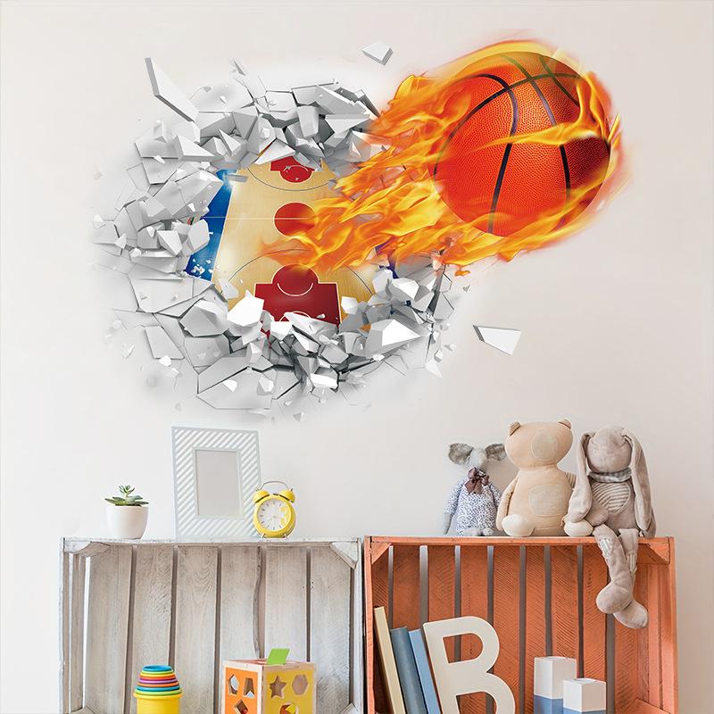 3D three-dimensional basketball wall sticker background wall sticker decoration sticker children's wall sticker car sticker creativity