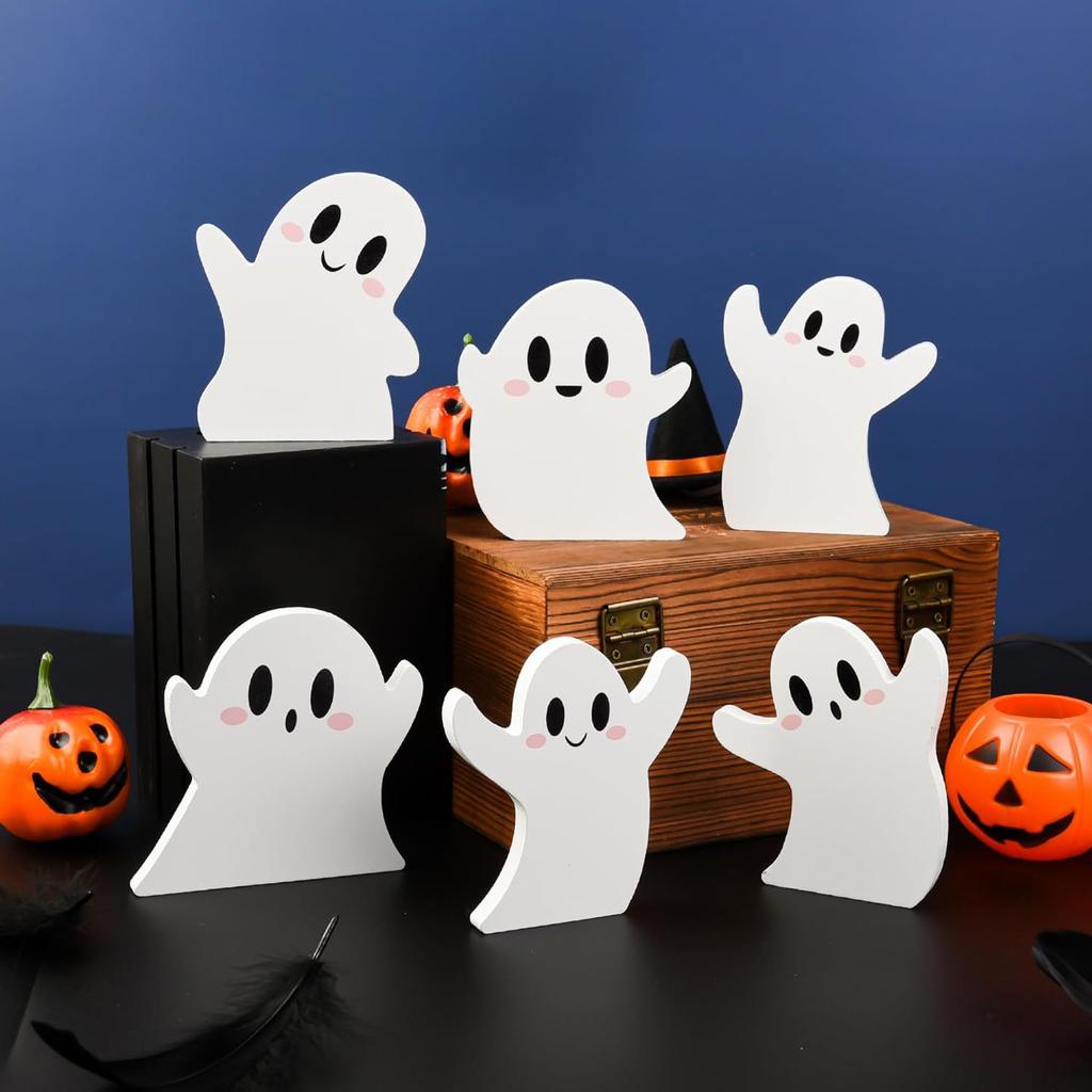3 Stück Halloween Holz Geist Tablett Geschichtete Dekoration Halloween Party Holz Desktop Logo Heim Desktop Dekoration Handwerk