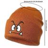 2026 Cartoon Angry Expression Embroidered Knitted Beanie Hat Men Women Winter Outdoor Motion Ski Warm Wind-Resistant Beanie Hats