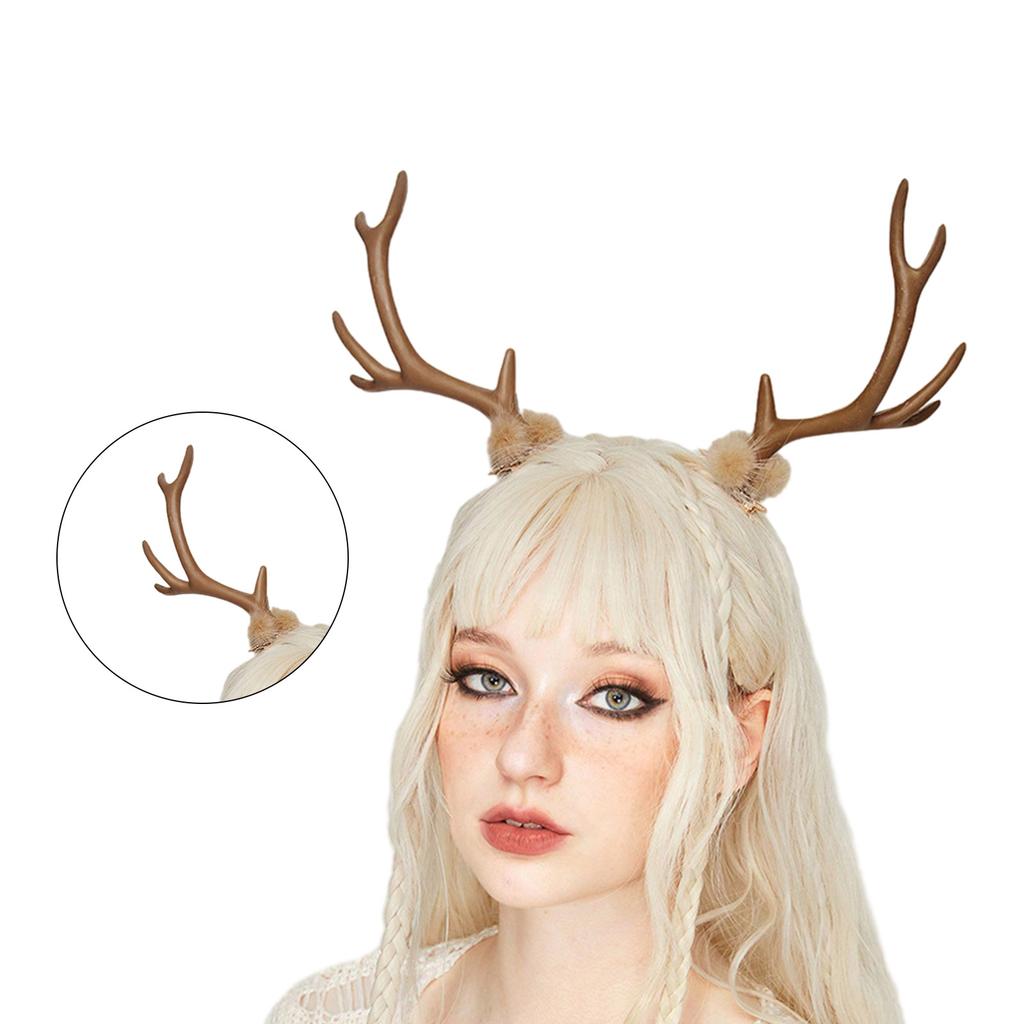 2PCS Clear Christmas Antler Hair Clip Festival Headwear for Woman Kids Bangs Taking Photo Shopping Travel Anti Slip