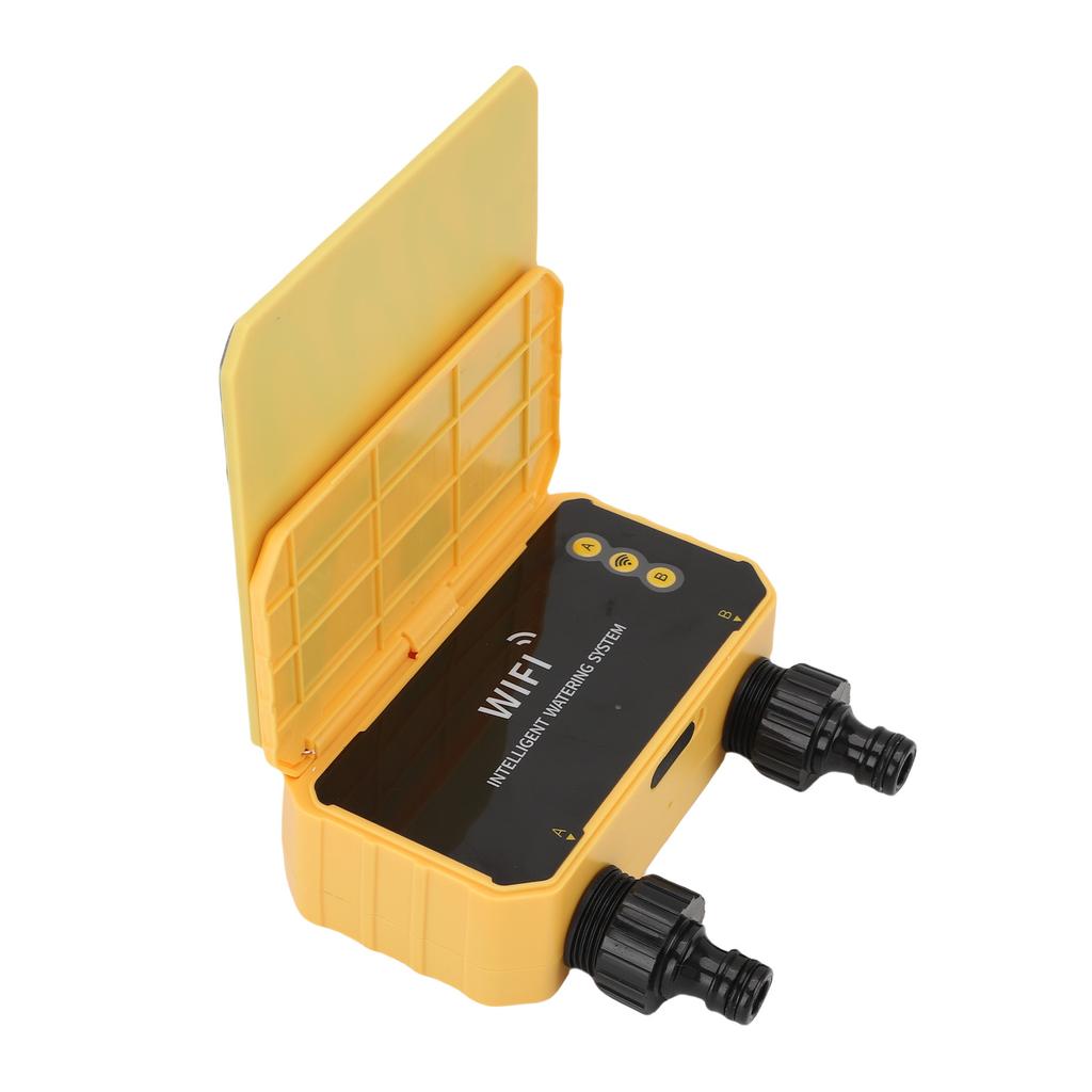 WiFi Solar Watering Timer 2 Outlets Automatic Irrigation Timer for Garden Yard Rain Sensing
