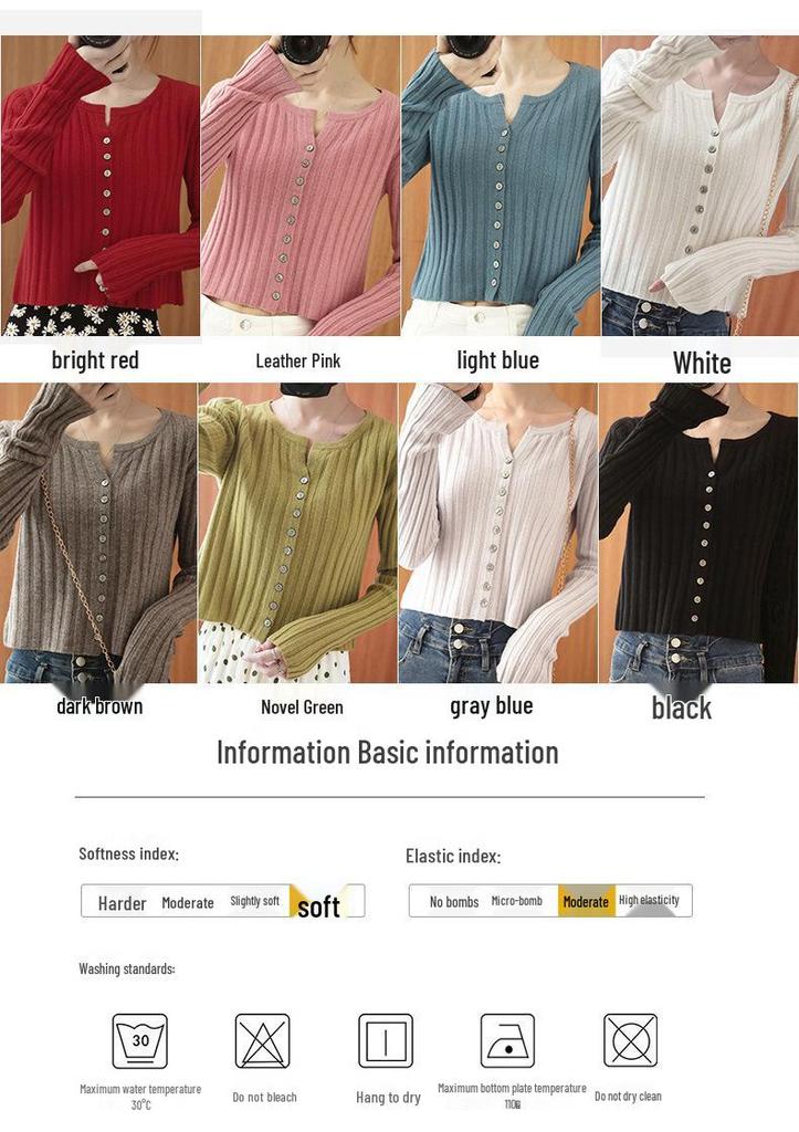 Women's Slimming Round Neck Knit Cardigan: Early Autumn Outerwear, Simple Inner Layer Jacket