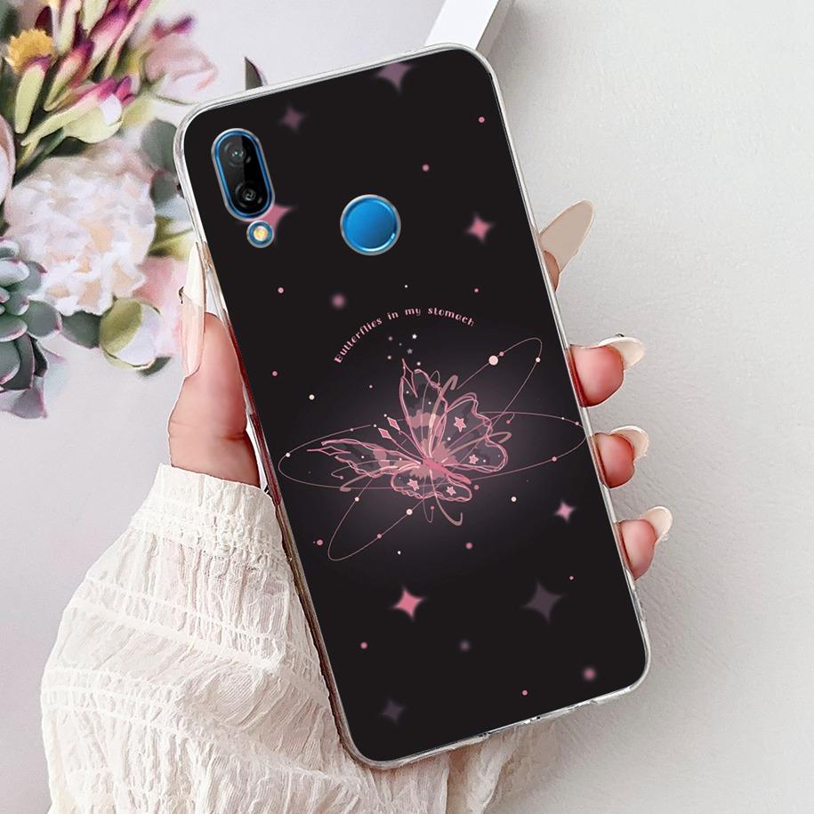 Für Huawei P20 Lite Hülle Beliebte Blume Schmetterling Weiche Klare Silikon Handy Rückseite für Huawei P20Lite Nova 3e ANE-LX1 Bumper