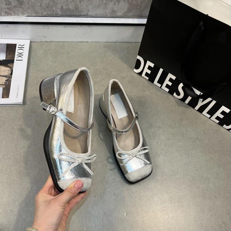 Fashion Women Shoes 2025 Spring Fashion Bow-knot Buckle Strap Mary Jane High Heel Shoes Non Slip Height Increase Women's Ballet Shoes