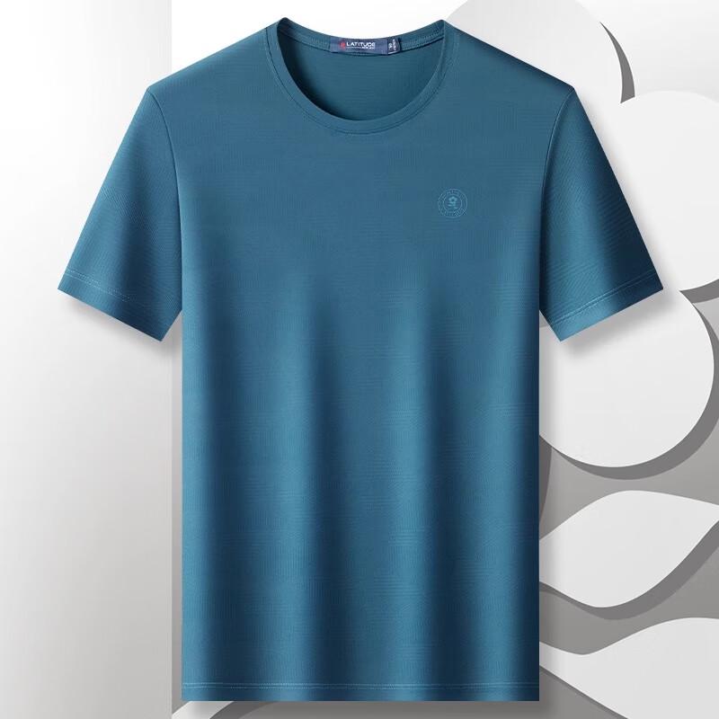 MONTAGUT Men s Jacquard Ice Silk Breathable Round Neck T-Shirt XL/52