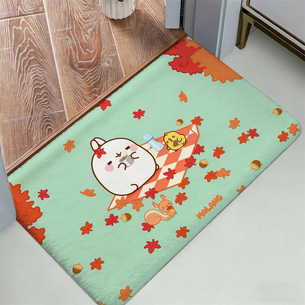 Cartoon Cute M-Molang Floor Mat Cozy Flannel Soft Thick Non-Slip Mat For Living Room Bedroom Kitchen Decor Rugs