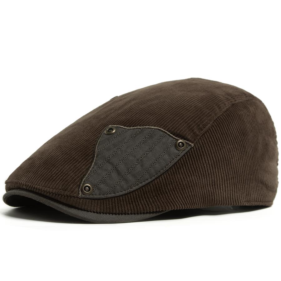 Fashion Corduroy Splicing Cloth Men Women Beret Spring Autumn Thick Warm Women's Flat Hat Vintage Casual Newsboy Cap Unisex