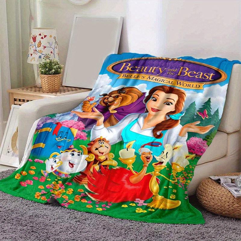 1pc Beauty and The Beast Printing Blanket - Soft, All-Season Throw for Office Blanket,Personalized Gift with Adorable Cartoon Design
