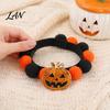 Photogenic Pet Collar Design Halloween Pom-pom Cat Collar, Adjustable Cute Pumpkin Bat Witch Dog Orange And Black Pom-poms for Cats Dogs