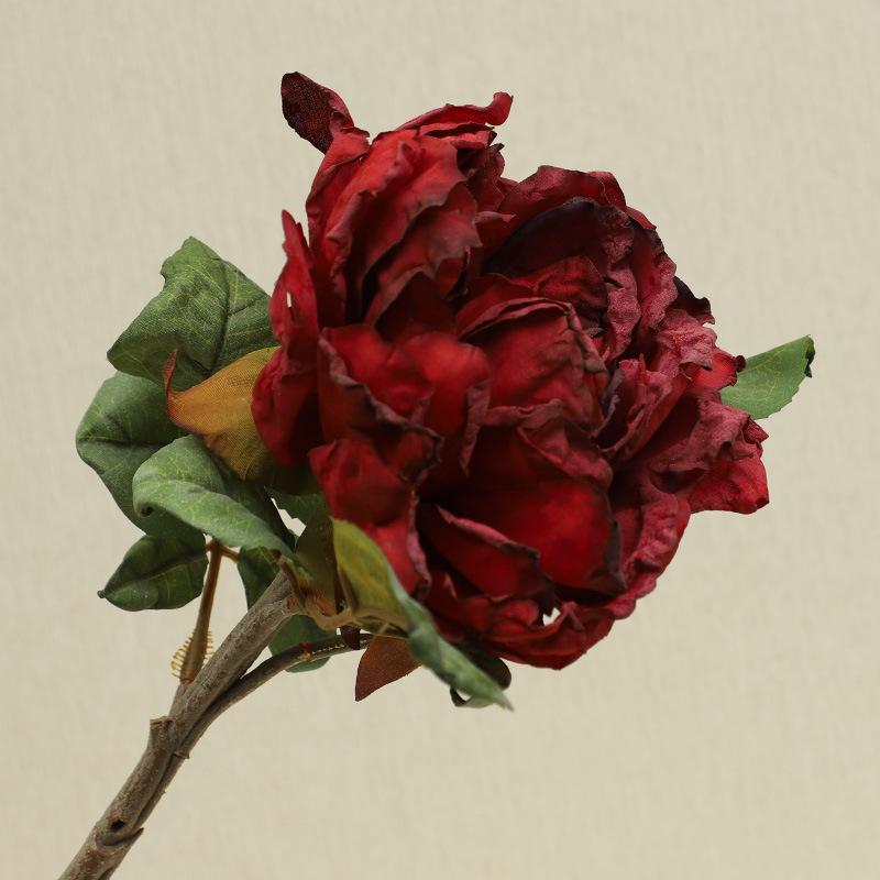 

Цветок пиона Цзяо Бянь Украшения для гостиной дома Настольные цветы Искусственные цветы темно-красного