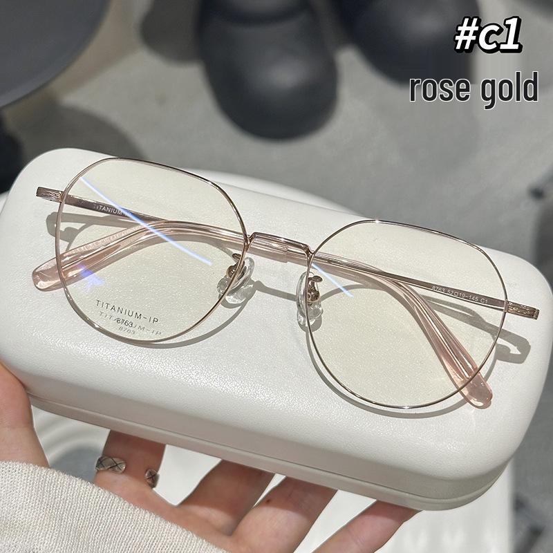 Jinghe Pure Titanium Optical Eyeglass Frame for Large Faces, Slimming Square-Round Design, Prescription & Astigmatism Compatible