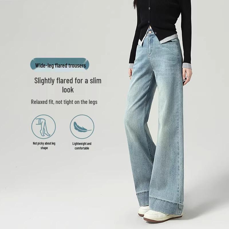 

Light Color Women s Micro Flare Jeans - 2025 Spring Trend, High Waisted, Non-Clingy, Loose Wide Leg Pants. 27 for 96-105 lbs