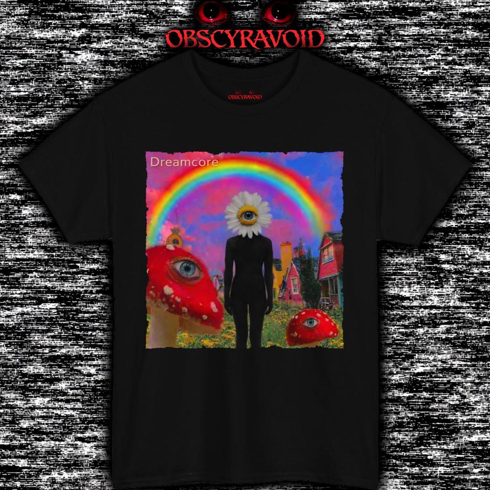 Dreamcore Surreal T-Shirt Psychedelic Rainbow Eye Figure Graphic Tee L
