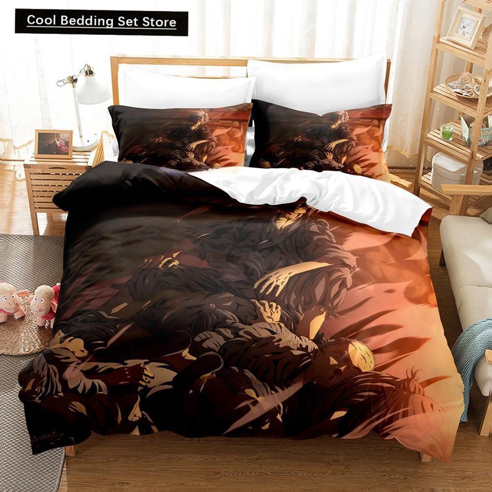 Fashion Anime Hell's Paradise: Jigokuraku Bedding Set Cartoon Three-piece Set Adult Kid Bedroom Duvet Cover Sets Home Textiles