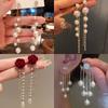 Fashion Imitation Pearl Tassel Long Pendant Earrings for Women Personalized Simple Temperament Ear Jewelry Gift