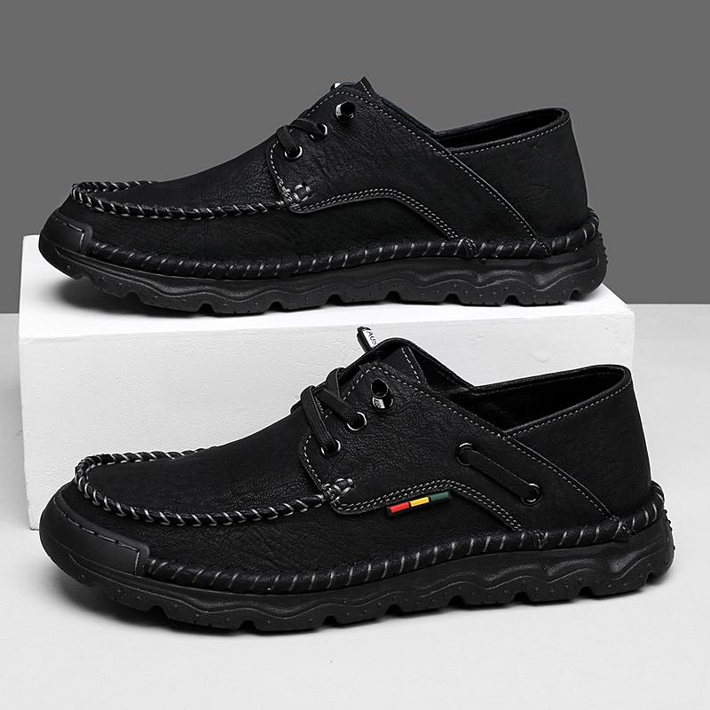 Herren Freizeitschuhe im Retro-Stil aus echtem Leder Bequeme Herren Outdoor-Schuhe Rutschfeste handgefertigte Wandersneaker Trekkingschuhe