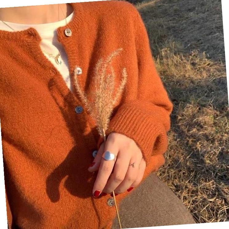 

Spring raccoon fleece short sweater jacket cardigan women s design sense niche small wool knitted sweater One size оранжевый