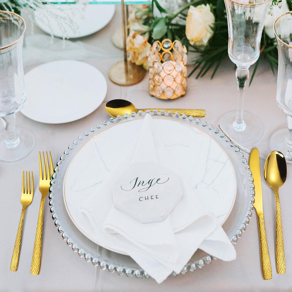 Nerezová Ocel Černá Kladívková Stolní Nůž Vidlička Lžíce Sada Západní Jídlo Dezert Denní Potřeby YSH-17-5KS