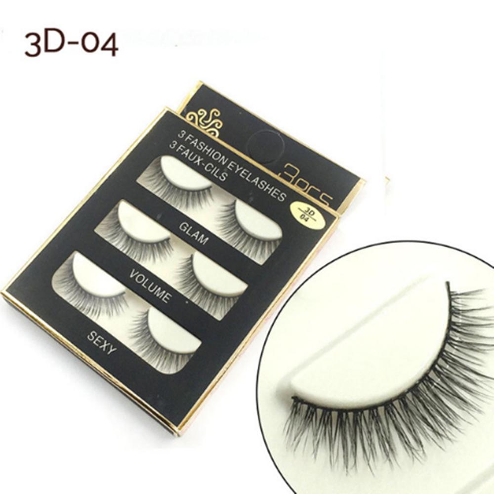 3 Pair Waterproof Handmade Mink Hair Thick Eye Lash Extension  3D Mink Natural Long False Eyelashes