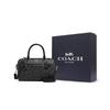 COACH Rowan Canvas Leather Boston Bag , Pillow Bag , Shoulder Bag , Crossbody Bag , Handbag Medium Women's Black Gray (Unisex) Handbags