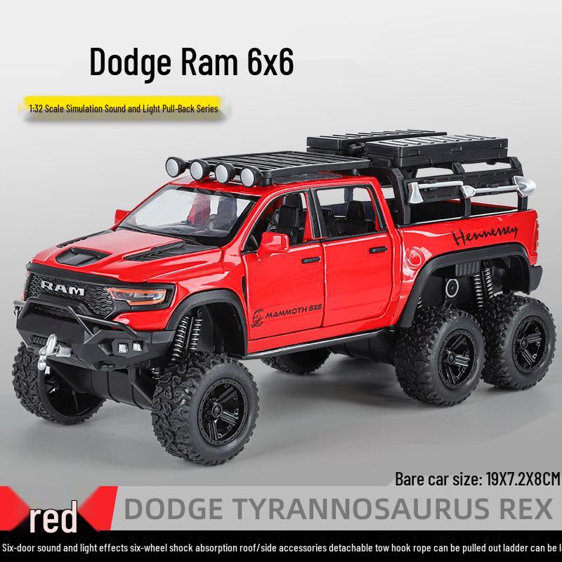 

JCJ-32362 Тираннозавр Рекс 6X6 Внедорожный Сплав Модель Пикапа со Звуком и Светом красный