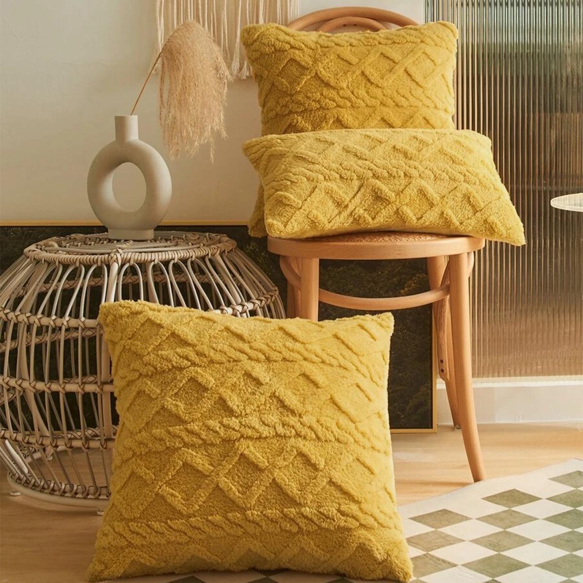 

1 шт. сплошной жаккардовый наполнитель и геометрический узор наволочка для подушки Piliow с высоким качеством для дивана и кровати без вставки 45*45cm жёлтый