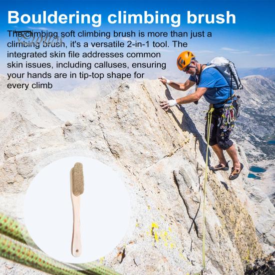 Climbing Equipment Accessory 2-In-1 Rock Brush Soft Bristle Bouldering with Beech Wood Pocket-friendly Handle Callus Remover Eco-Friendly Boar