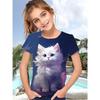 Nová Dívčí trička Funny Animal Cat 3D tisk Dívčí trička Párty móda Topy s krátkým rukávem Tričko 2025 Trička pro volný čas Dívčí oblečení