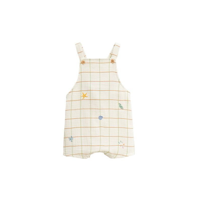 Whitewheat Newborn Baby 2025 Summer Jumpsuit Toddler Summer Clothes Unisex Baby Overalls Thin Rice White 80