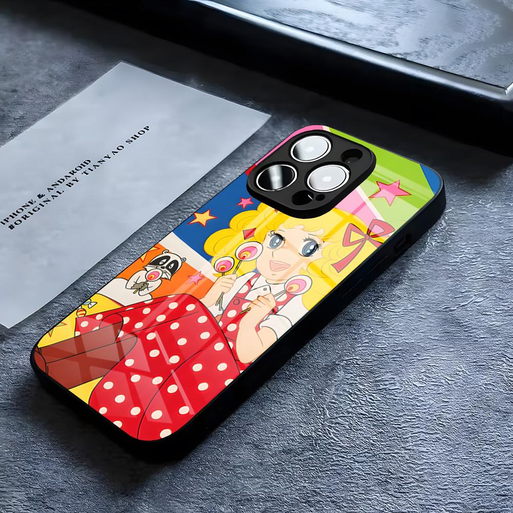 

Candy Candy Phone Case For IPhone 16 15 14 Pro 11 13 12 Mini XS XR Max 6 8 7 Plus SE Glass Luxury Design Cove iPhone16 plus