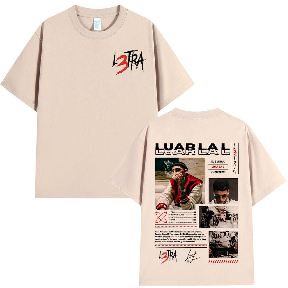 Rapper Luar La L Music Album L3tra T Shirts Unisex Unisex Hip Hop Fashion Short Sleeve Tshirts Vintage Oversized Tshirt Streetwear