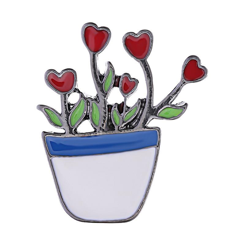 Charming Cartoon Mini Cactus Plant Brooch Alloy Badge For Fashionable Clothing Accessories