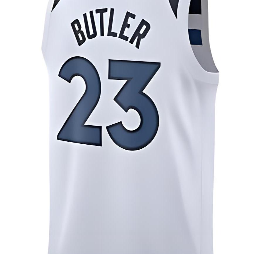 Nike X NBA Collaboration SW Fan Edition Minnesota Timberwolves Jimmy Butler 23 Breathable Basketball Jersey Men jersey White Blue 864431-102