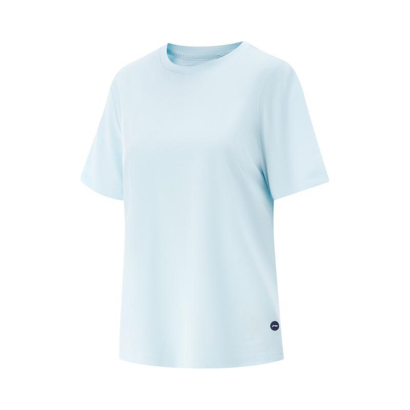 Li-Ning Fitness Series Loose Cool Breathable Comfortable T-Shirt Women tops Light-Sky-Blue ATSV296-5
