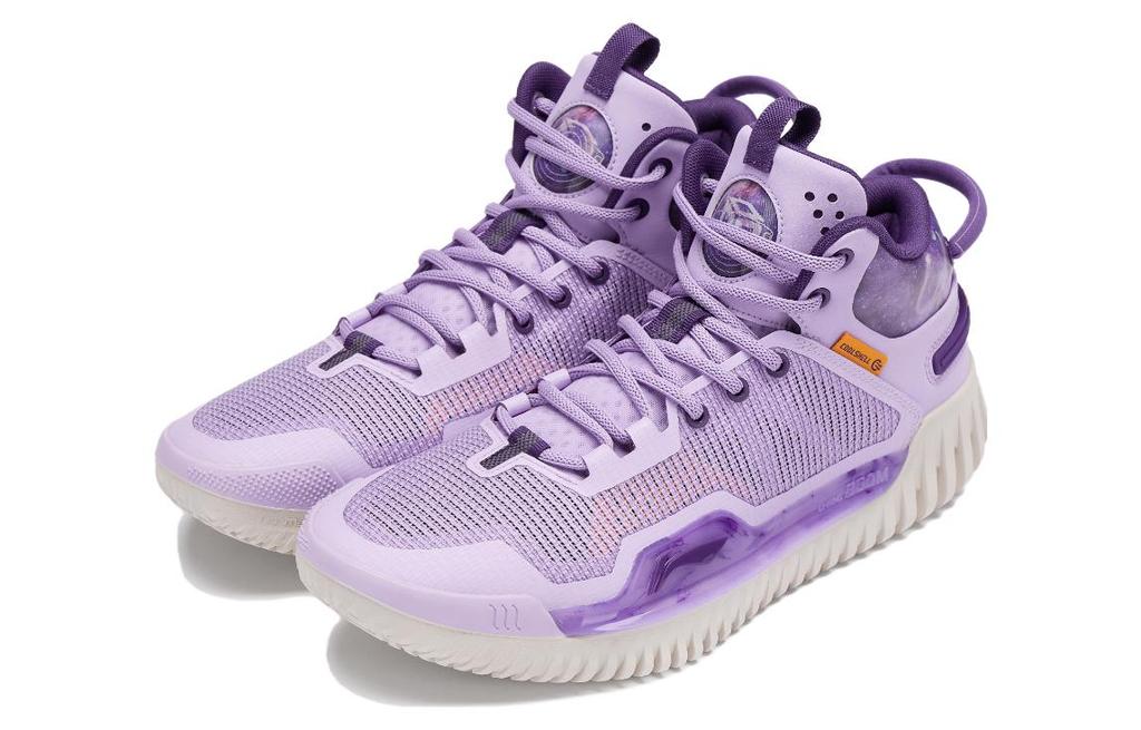 LiNing Badfive 3 Stoßdämpfer Rutschfest Abriebfest Mittelhohe Basketballschuhe Herren Lila ABFT005-3