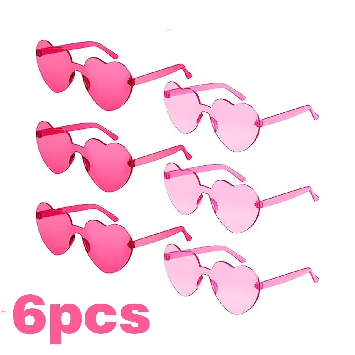 

6pcs Heart Shaped Sunglasses Dress Up Party SET-Transparent Candy Color For Party Favor Easter Gift Helloween BIRTHDAY Gift