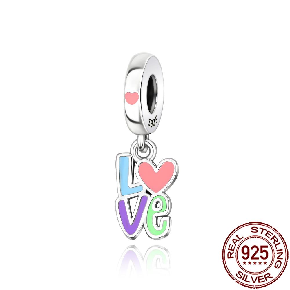 New Charms Copper Sparkling Mum Mother Family Love Heart Beads Fit Original Bracelet Necklace Diy Jewelry