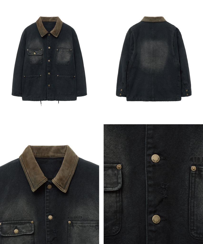 Big Union Distressed Canvas Work Jacket (Black)