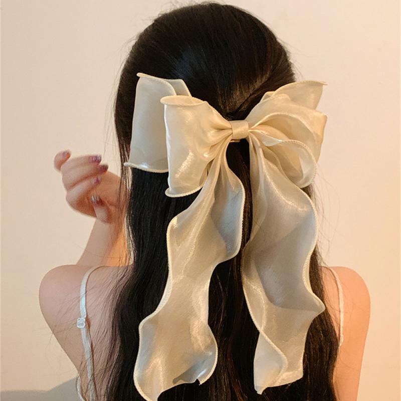 

30-1PCS Double Mesh Bow Hairpin Side Clip Solid Color Hair Claw Temperament Hair Clips Women Girls Hair Accessories Fashion