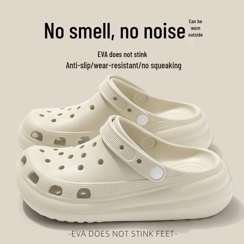 Women's Trendy Non-Slip Odor-Resistant Closed-Toe Summer Crocs with Thick Soles for Casual Outdoor Wear