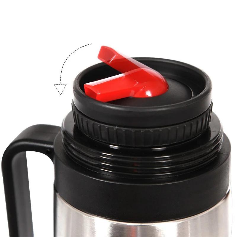 Thermos Coffee Pot Stainless Steel Hot Water Kettle with Handle Gourd-shaped Companion Cup with Straw Spoon Portable Travel Pot