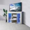 White Corner TV Stand - DRIPEX - Modern - Blue LED - Storage Shelves