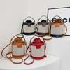 New fashionable contrasting color bucket bag portable shoulder messenger trendy women's bag