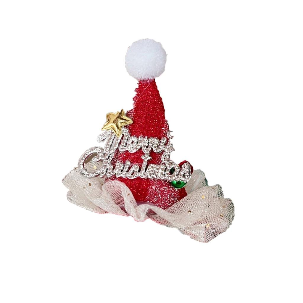 Merry Christmas Hair Clips Glitter Sequin Christmas Hat Barrettes With Snowflake Santa Xmas Hair Accessories For Xmas Holiday Party Favors