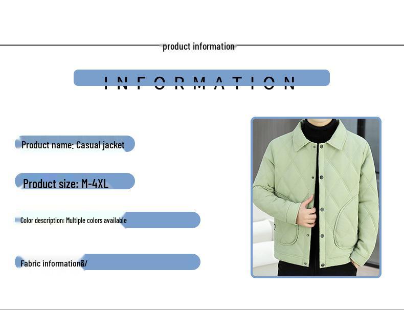 Men's Trendy Lapel Cotton Jacket: Thickened, Warm, Velvet-Padded Outerwear for Autumn and Winter.