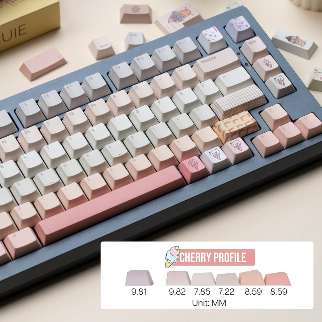 KiiBoom X Strawberry Jam 1986 Berry Cream Keycap 137 Keys PBT Custom Keycaps for Cherry Profile Mechanical Supports TKL Full Size Layout Set,