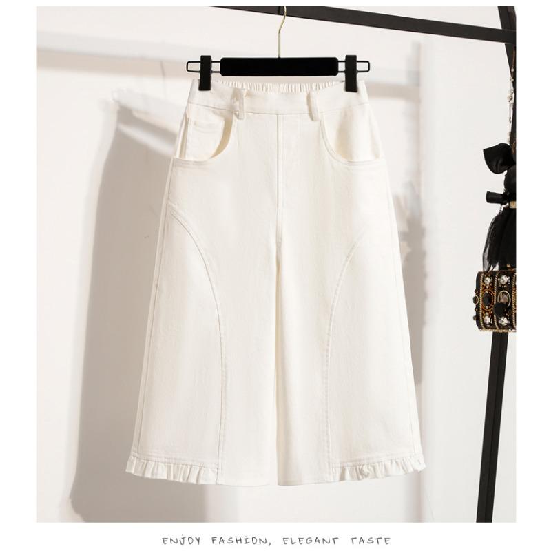 DIMANAF 2026 Summer Plus Size Women Pants Elastic Waist Oversize Loose Casual Lady Shorts Cotton Solid Black White 5XL